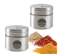 PARENCE.- Set de 2 saleros y pimenteros - Dispensador de especias de acero inoxidable - 2 tarros multifuncionales con diferentes agujeros para sal, pimienta, curry, cebollino - 6 x 5 x 5 cm