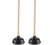 PARENCE.- Set de 2 tazas de desatasco manual - Inodoro, Lavabo, Lavabo, Ducha | Mango de madera maciza | Aplicación fácil y eficiente - 2 piezas