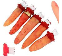 PARENCE.- Set de 5 Chupetes Dedos Sangrientos - Accesorios Realistas de Disfraces de Halloween - Cortar Dedos Falsos para Decoraciones de Terror, Chistes y Fiestas Temáticas