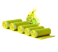 PARENCE.- Set de 70 Bolsas de Basura Ecológicas Pequeñas/Set de 5 Rollos Conteniendo 14 Bolsas de Plástico Reutilizadas, 45 * 50cm - Color Amarillo - 20L