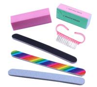 PARENCE.- Set de manicura de 6 piezas - juego completo de limas de uñas, bloques de pulido, cepillo de limpieza - accesorios de uñas profesionales y domésticos - para gel, acrílico, natural