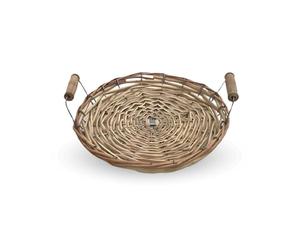 PARENCE.- Tapa de Cesta Redonda con Dos Asas - diámetro 22 cm, Altura 3 cm - Elegante y práctica para Decorar y Servir - Madera