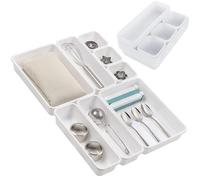 PARENCE - XXL Organizador modular de cubiertos - Conjunto de compartimentos de almacenamiento de 8 cajones - Divisores de plástico ajustables - Ideal para cocina, utensilios - Personalizable, apilable