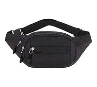 PARENCIA.- Banana Bag Hombre Mujer/Plátano con 4 Cierres - 3 con Cremallera y 1 autoadherente/Diario, Ciudad, Actividades Físicas, Outdoor/Color Negro - Tamaño 32 * 16 cm