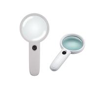PARENCIA.- Lupa de Lectura con LED / 3X Lupa de 75mm con 2 Leds/Lupa para el día a día, joyería, Lectura, observación - Blanco