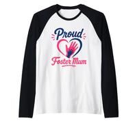 Parent Support Family Love Hands Proud Foster Mum Camiseta Manga Raglan