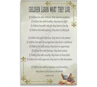Parenting Poem Quote Poster Children Learn What They Live Canvas Print for Family Home Wall Decor in Living Room or Bedroom(Unframed,16x24inch(40x60cm))