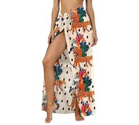Pareo de playa de gasa estampado tropical, tendencia de verano. Baño de una habitación., beige, Talla única