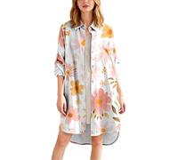 Pareo de playa floral para mujer, estilo camisa abotonada con bolsillo, traje ligero de vacaciones para verano junto al mar, 1c-pk2, L