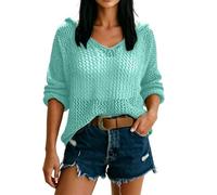 Pareo de Punto con Capucha para la Playa y la Playa. Túnica Tipo Pareo Ligera de Manga Larga para los Amantes de la natación. (Mint Green, L)