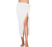 Pareo para la playa, bufanda, traje de baño de gasa, pareo para mujer, caftán, trajes de baño, tankinis, faldas plisadas a cuadros, blanco, M