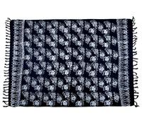 Pareo Sarong Tejido de Mujer Sarong Playa Falda Cruzada Toalla de Playa como una Envoltura Toalla Vestido Hecho a Mano Vestido Cruzado de Las Mujeres con la producción Pescado de Comercio Justo Negro