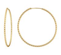 Pares Aretes Argollas Creolen Redondos 925 Plata Dorado Amarillo 50x1,8mm