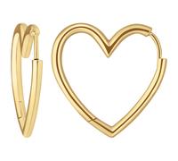 Pares Aretes Tipo Creola Corazones 925 Plata Esterlina Dorado Amarillo 25x2,4mm