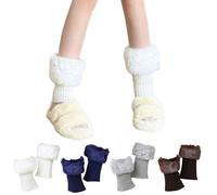 pares de calcetines cortos de invierno para mujer con puño de bota de piel sintética, calcetines de punto para botas.
