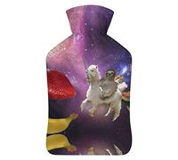 Paresse Riding Lama - Botella de agua de goma con cubierta de felpa suave, bolsa de agua caliente para invierno, manos y pies, protección contra el frío, 1000 ml