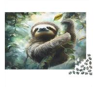Paresseux suspendu à un arbrePuzzles Pour Adultes 52x38cm/1000pcs,Jeux De Défi Nature Style de peinture animalière