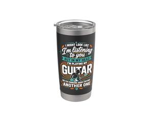Parezco escuchar, pero en mi cabeza estoy tocando mi guitarra Vaso térmico de acero inoxidable de doble pared