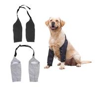 PARFCO 2 Piezas Codera para Perros, Ajustable Rodilleras para Perros, Talla XXL Protector de Codo para Perros, Negro y Gris, con Coderas de Malla para Proteger Articulaciones y Rodillas del Perro