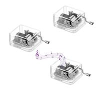 PARFCO 3 Piezas Caja de Musica, Transparente Caja de Música Manivela, Acrílico Cajas Musicales, Ofrece Tres Tipos de Canciones, para Decoración, Obsequio y Conmemoración