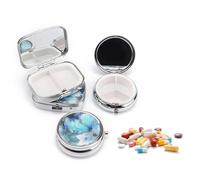 PARFCO 4 Piezas Pastillero Pequeño, con Espejo Pastillero Viaje, Motivo-Mariposa, Pastillero Diario, Redondo y Cuadrado, para Guardar Medicamentos, Vitaminas, Golosinas