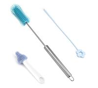 PARFCO Cepillo Biberones, Mango Largo Limpia Botellas, Tipo de Empuje Giratorio Cepillo Botellas, con Cepillo para Pajitas y Cepillo para Tetina, Extraíble, para Limpiar Biberones, Tazas y Teteras