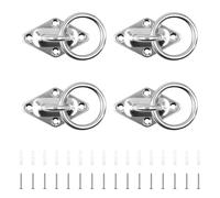 PARFCO Ganchos Anclaje Pared, 4 Piezas 304 Acero INOX Anillo para Atar Caballos, Ojal 8 mm, Argollas para Pared, con Tornillos y Tubo Expansión, para Columnas Madera, Paredes, Techos