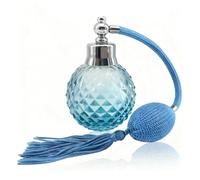 Parfumlism 1 Pcs botella de spray de perfume de 100ml,botella atomizadora recargable vintage de cristal de color degradado con borla larga,accesorios profesionales de agua de niebla continua (azul)