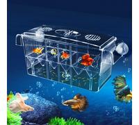 Paridera Flotante 4 en 1 para Peces - Gran Capacidad, Transparente, Con Tapa y Ventosas - Caja de Aislamiento para Acuario - 27 x 11.5cm