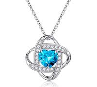 Parima Halskette Damen Liebe Geschenke für Frauen, Silber 925 Herz Kette Damen mit Geburtsstein Anhänger Schumck Valentinstag Geburtstag Weihnachten Muttertag Gesschenk für Mama Freundin Frauen, Plata
