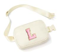 Parima Regalos personalizados para mujeres niñas - riñonera bandolera riñonera con letras iniciales, riñonera de nailon, bolsa de pecho, regalos para mujeres y niñas, beige, large