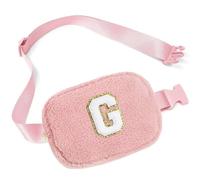 Parima Regalos personalizados para mujeres y niñas - Pequeño bolso de felpa riñonera bandolera con letras iniciales, regalos rosas ideas de regalo para mujeres y niñas, Rosa., G