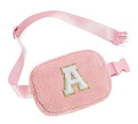 Parima Regalos personalizados para mujeres y niñas - Pequeño bolso de hombro de felpa riñonera con letras iniciales, regalos rosas para mujeres damas niñas, a