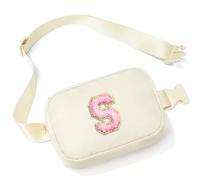 Parima Regalos personalizados para mujeres y niñas - riñonera bandolera riñonera con letras iniciales, riñonera de nailon para el pecho, ideas de regalo para mujeres y niñas, beige, small