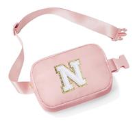 Parima Regalos personalizados para mujeres y niñas - riñonera bandolera riñonera con letras iniciales, riñonera de nailon para el pecho, ideas de regalo para mujeres y niñas, Rosa., N