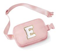 Parima Regalos personalizados para mujeres y niñas - riñonera bandolera riñonera con letras iniciales, riñonera de nailon para el pecho, ideas de regalo para mujeres y niñas, Rosa., E