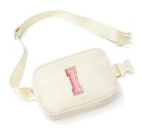 Parima Riñonera para niños y niñas, con letras, riñonera para mujer, pequeña riñonera, regalo personalizado, regalo de cumpleaños para mujeres, niñas, niños, letras, riñonera A-Z, I-beige., Talla