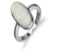 Parineeta Gems Anillo ajustable de plata de 3,25 ratti con ópalo australiano blanco certificado natural para mujeres y hombres, Concha de plata chapada en plata, ópalo de fuego natural, Ópalo