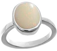 Parineeta Gems Anillo ajustable de plata de 9 quilates con ópalo australiano blanco certificado natural, para uso astrológico, para mujeres y hombres, Concha de plata chapada en plata, ópalo de fuego