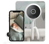 PARINNOV- 3MP Camara vigilancia bebe, vigilabebes con camara, camara bebe, Alerta de llanto y mov., Nocturna, Walkie-talkie, Vigilancia de temp. y humedad, barra de montaje flexible y ajustable, Alexa