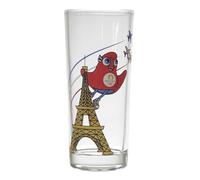 PARIS 2024 - CJO4401 Set de 3 Vasos Tubo Mascota Trilogía 20 cl - Producto Oficial - Diseño Moderno - Ideal para Cócteles y Fiestas en Casa - Apto para Lavavajillas