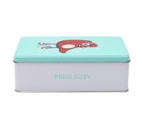 PARIS 2024, CJO5110, caja de metal para mascotas con brazo elevado, 6,9 x 13 x 19,6 cm, producto oficial bajo licencia, caja de almacenamiento para la cocina, caja de almacenamiento de azúcar,