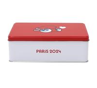 PARIS 2024, CJO5119, Caja de Metal Mascota Love 6.9x13x19.6 cm, Producto Oficial con Licencia, Caja de Almacenamiento para Cocina, Conservación de Azúcar y Cereales