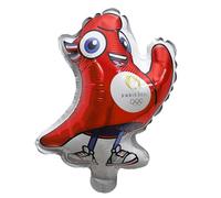 PARIS 2024 - CJO8001 Globo de Aluminio 3D Mascota Pm 25 cm, Producto Oficial Licenciado, Decoraciones de Fiesta, Inflar con Pajita o Bomba, Tema Deportes, Cumpleaños