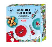 PARIS 2024 CMP, CJO1700, Box Vajilla Desechable Día de Fiesta Mascotte, Producto Oficial bajo Licencia, 48 unidades, 12 vasos, 24 pajitas, 12 Platos, Kit vajilla desechable