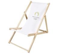 PARIS 2024 - Silla de 2 Unidades chilenas, Logotipo Blanco, Producto Oficial bajo Licencia, multiposición, Ideal para Playa y jardín, 3 Niveles de Ajuste, Color Blanco