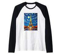 París Art Night Estilo Impresionista Camiseta Manga Raglan