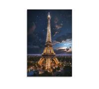 Paris At Night Cuadro Lienzo Pintura - Cuadros Abstractos Pintura Al Óleo Pintura De Lienzo,Eiffel Tower Impresiones Sobre Lienzo, Cuadros Decoracion 12x18inch(30x45cm)