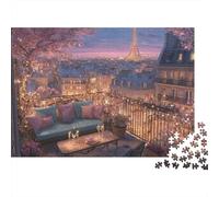 París Balcón Vista Puzzle 1000 Piezas Balcón Eiffel Cartón para Adultos Noche Familiar para Relajarse Mejor Regalo Oferta Precio Económico 70x50cm/1000pcs