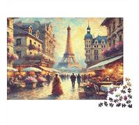 París Calle Puzzles 1000 Piezas De Cartón Grueso Calles de París Rompecabezas Anti Estrés Adultos para Día De Lluvia con Niños como Regalo Original 38x26cm/1000pcs